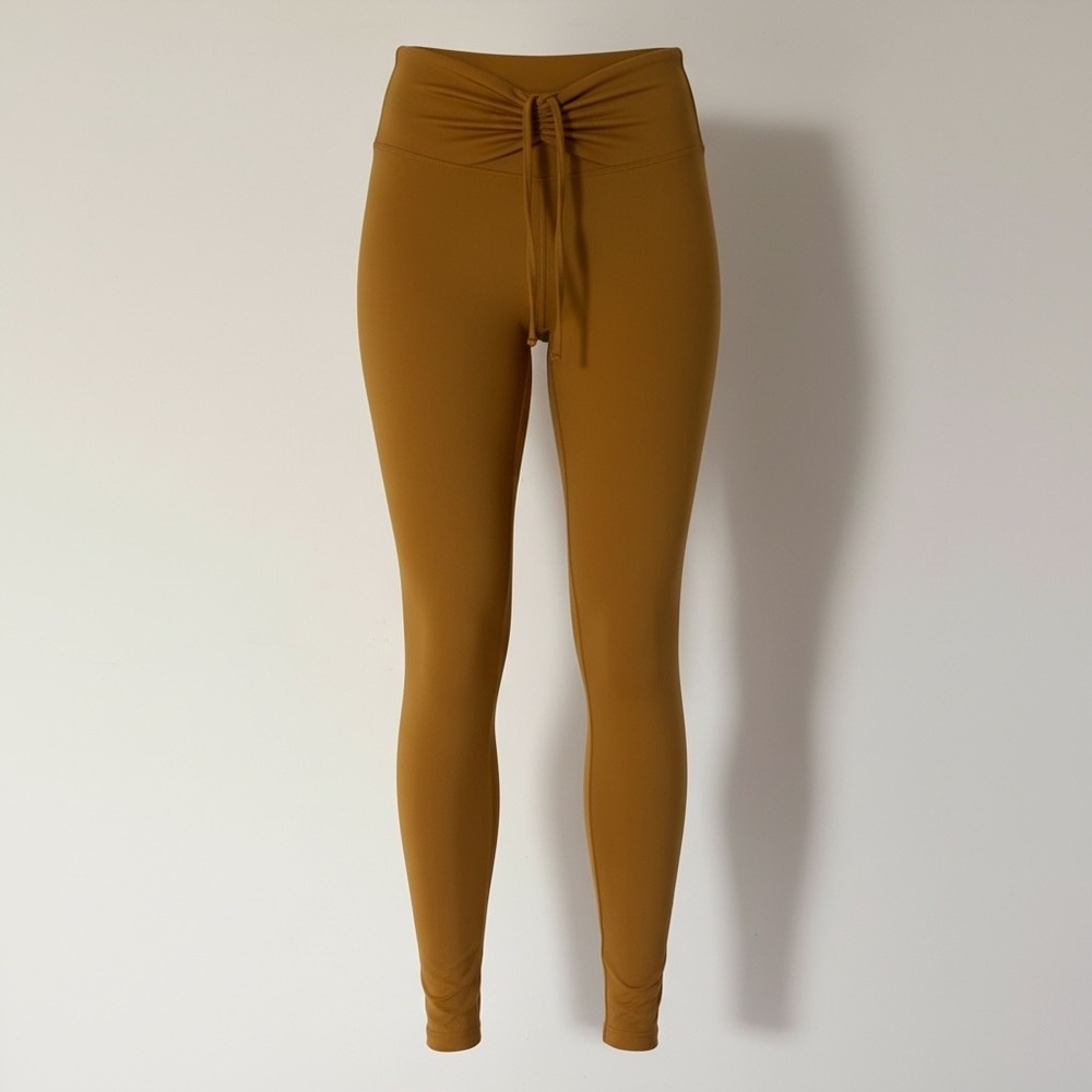 PINK Victoria's Secret Leggings Size M Ochre Cinch Front High Rise Activewear